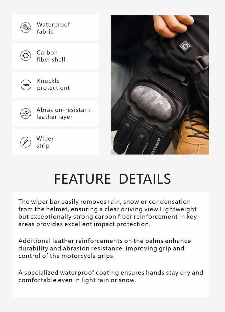 This picture shows the core advantages of the “Basalt” glove.