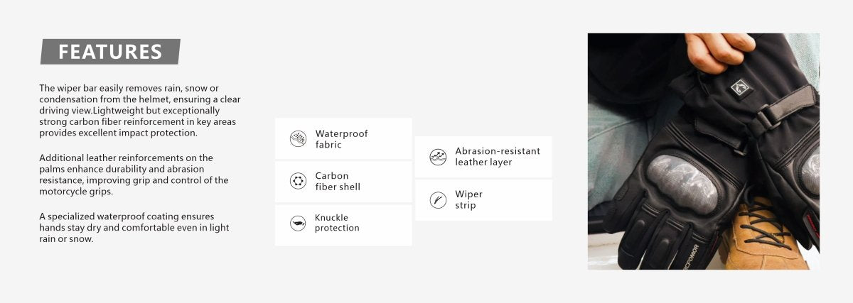 This picture shows the core advantages of the “Basalt” glove.