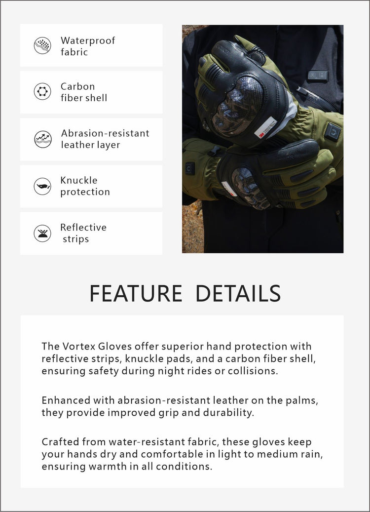 This picture shows the core advantages of the “Vortex” glove.