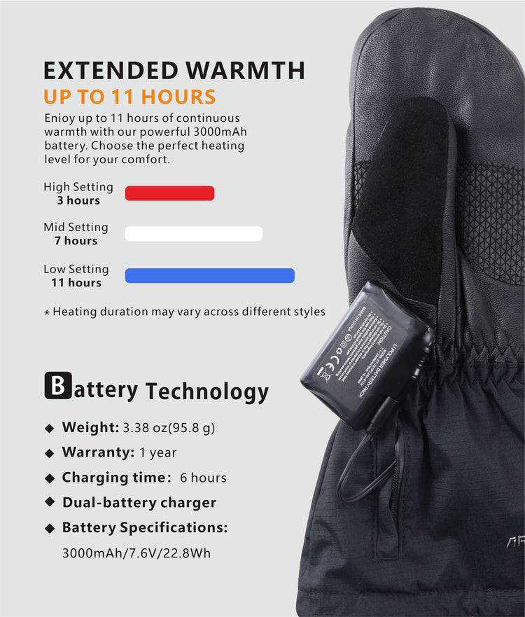 This picture shows that the battery specifications and performance of the “Niagara Stone” glove are excellent.